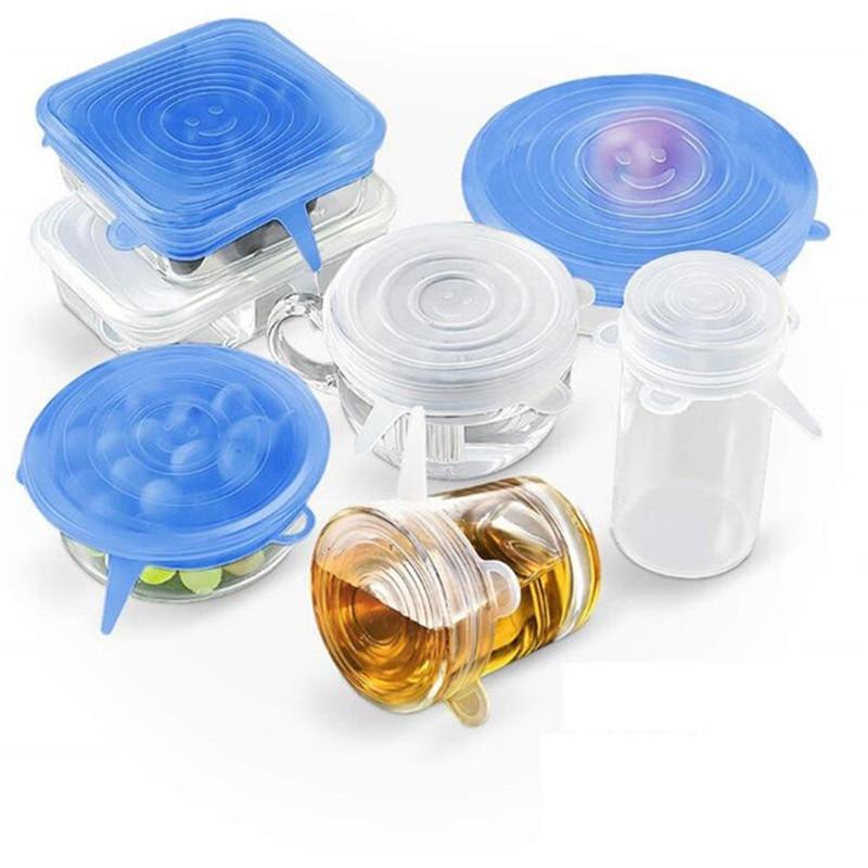 Veotore Silicone Stretch Lids, Reusable Plastic Wrap Alternative, 6-Pack  Eco Friendly Food Storage Covers, Clear Color