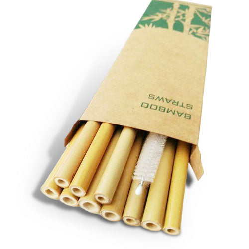 Jungle Straws 12 Pack Reusable Bamboo Straws 8 • Hessian Bag & Straw Pouch  • Cleaning Brush • 100% Organic & Handmade in Vietnam • Eco Friendly